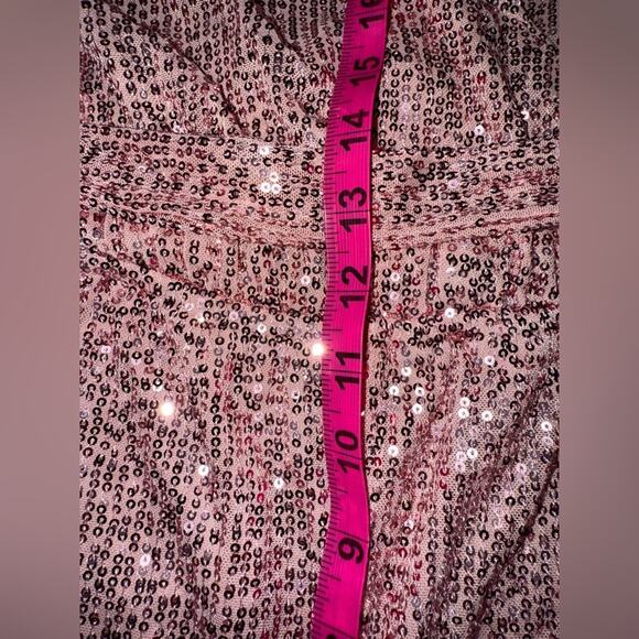 NEW FASHION NOVA Can't Hide The Shine Sequin PINK Jumpsuit SZ L - Picture 12 of 13